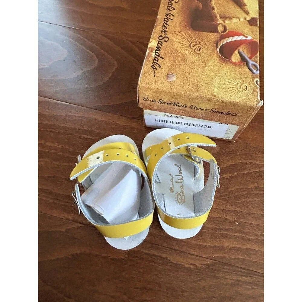 Salt Water Sandals Infant Toddler‎ Size 1 Hoy Shoe Sea Wee Shiny Yellow NEW